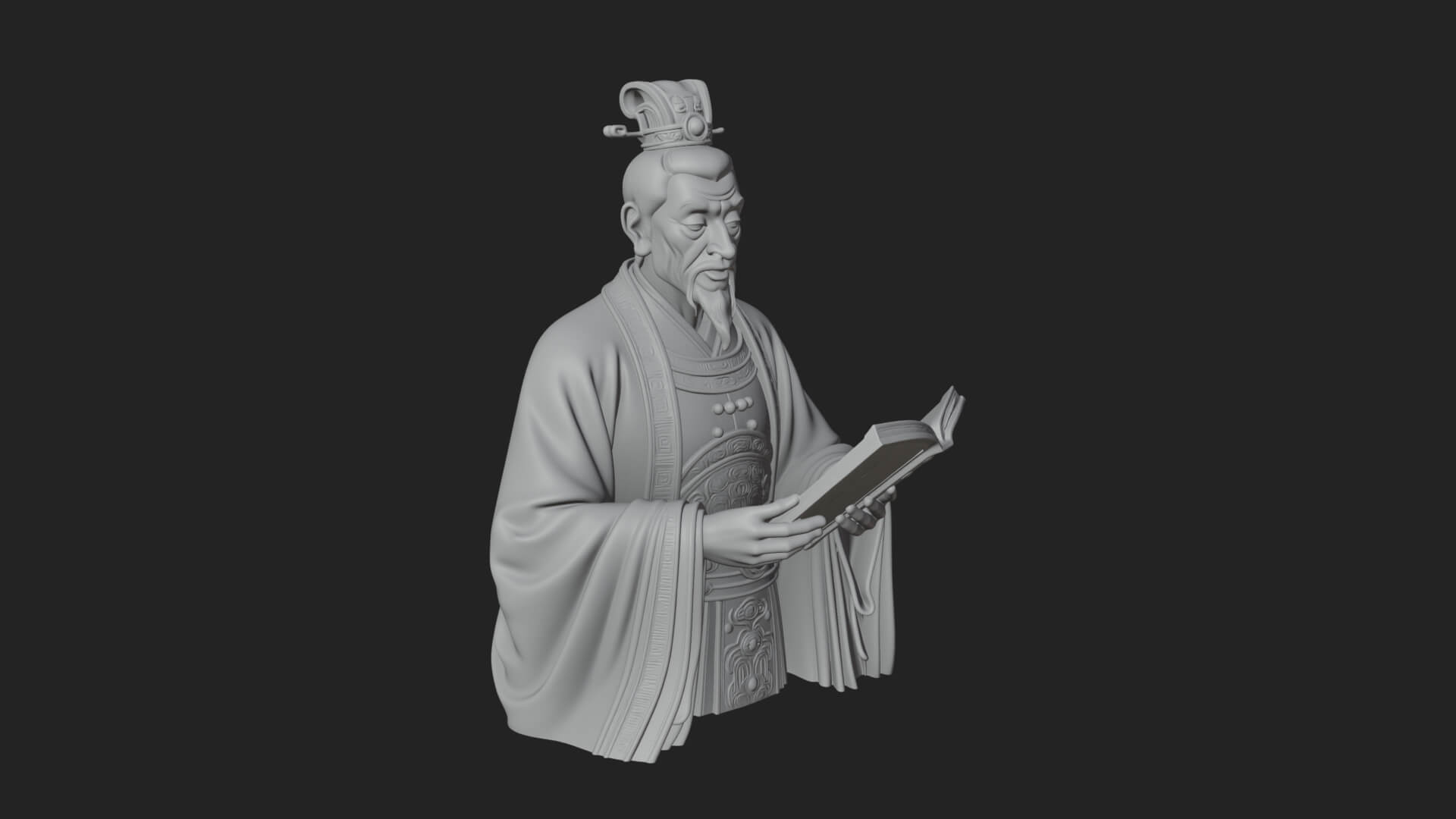 Scholar with Book Bust Design 3 3D Print Model 3D Model