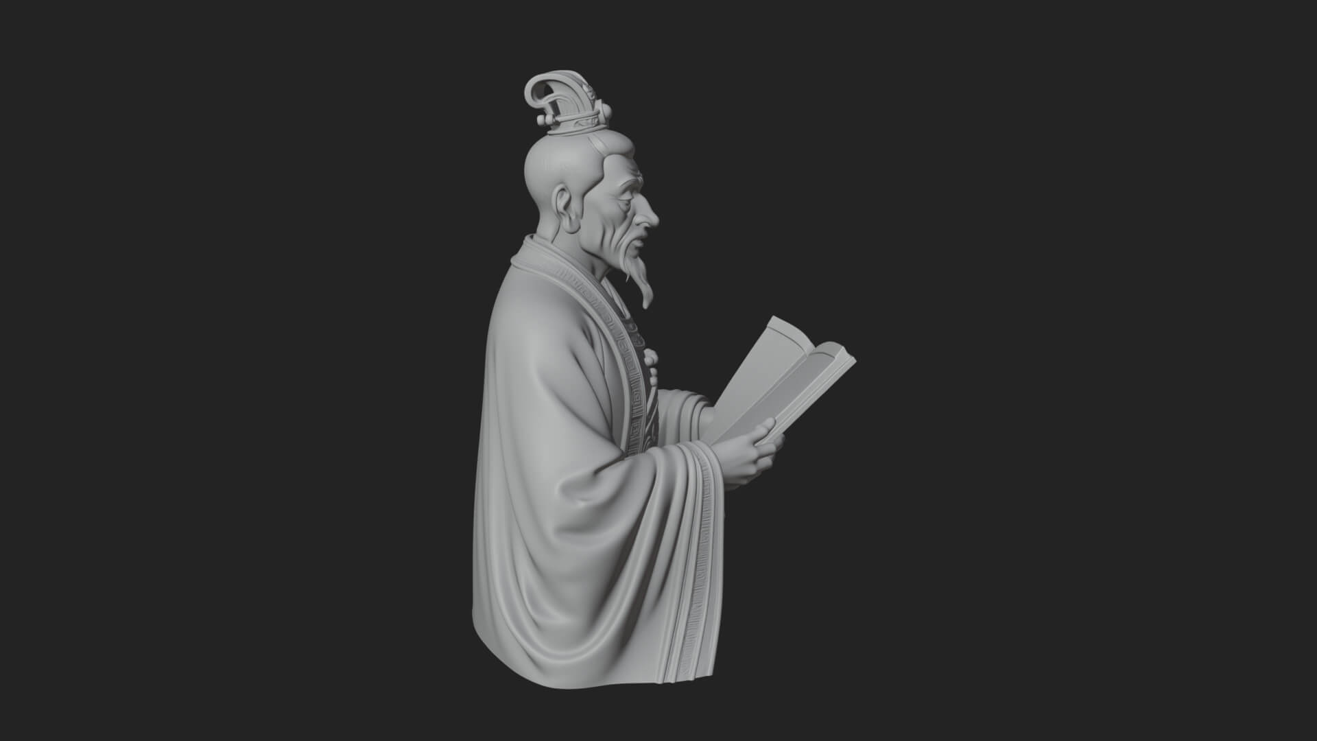 Scholar with Book Bust Design 3 3D Print Model 3D Model