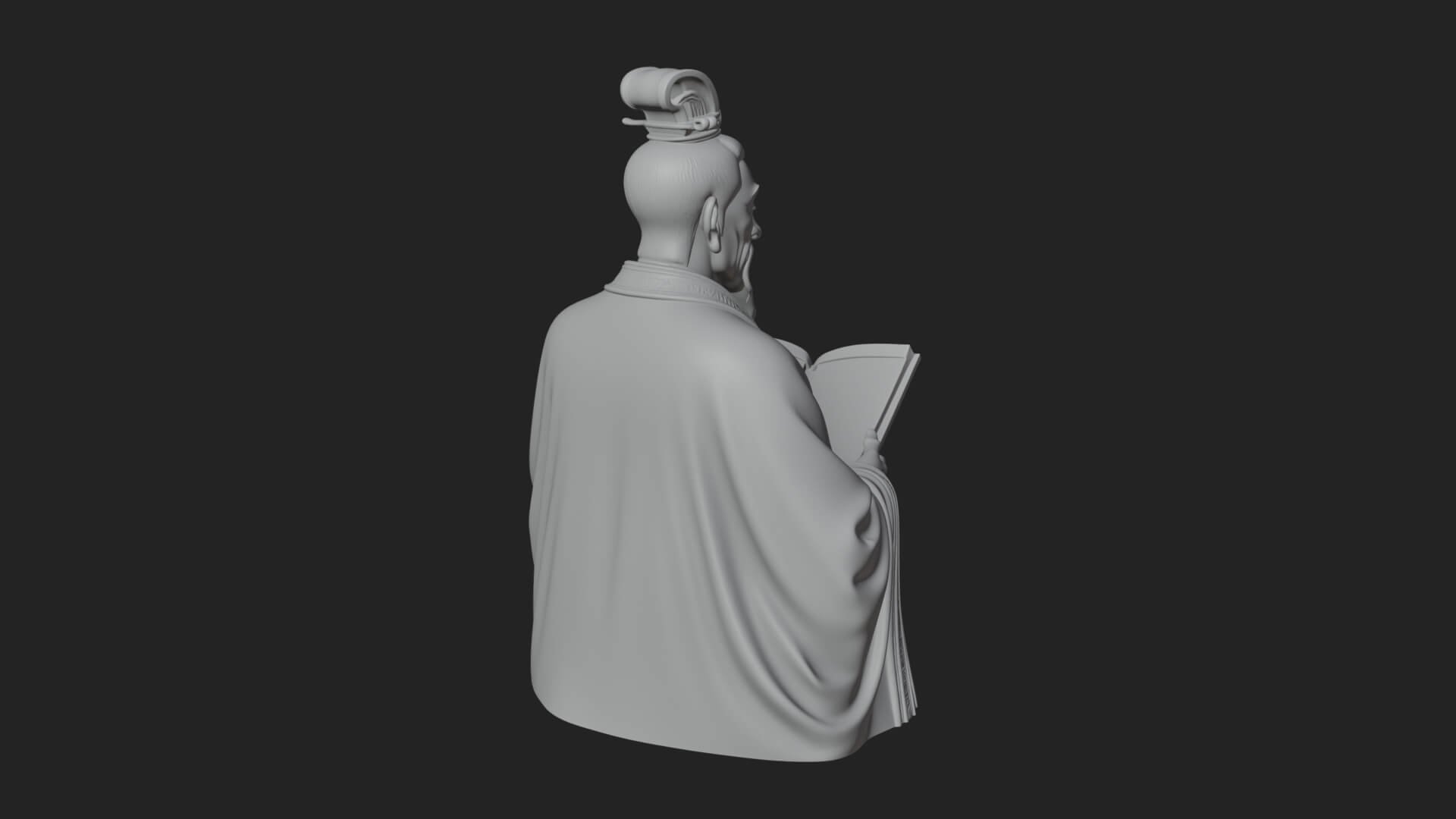 Scholar with Book Bust Design 3 3D Print Model 3D Model