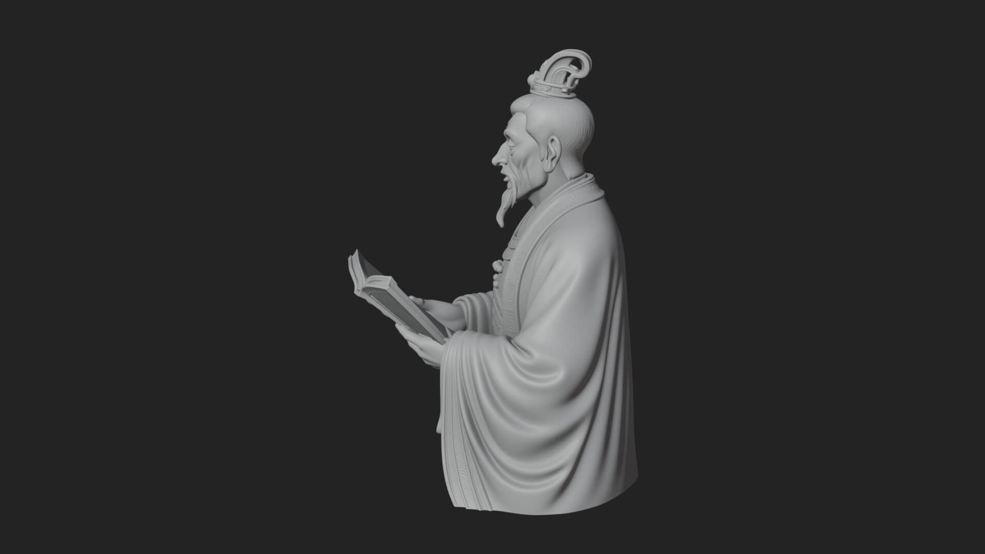 Scholar with Book Bust Design 3 3D Print Model 3D Model