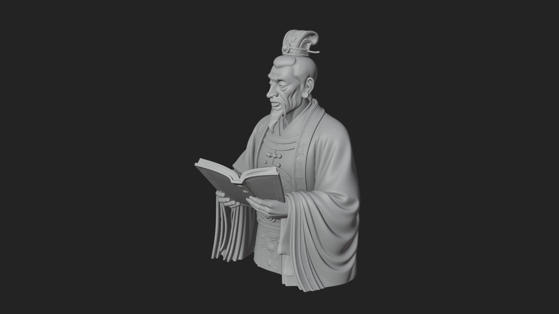 Scholar with Book Bust Design 3 3D Print Model 3D Model