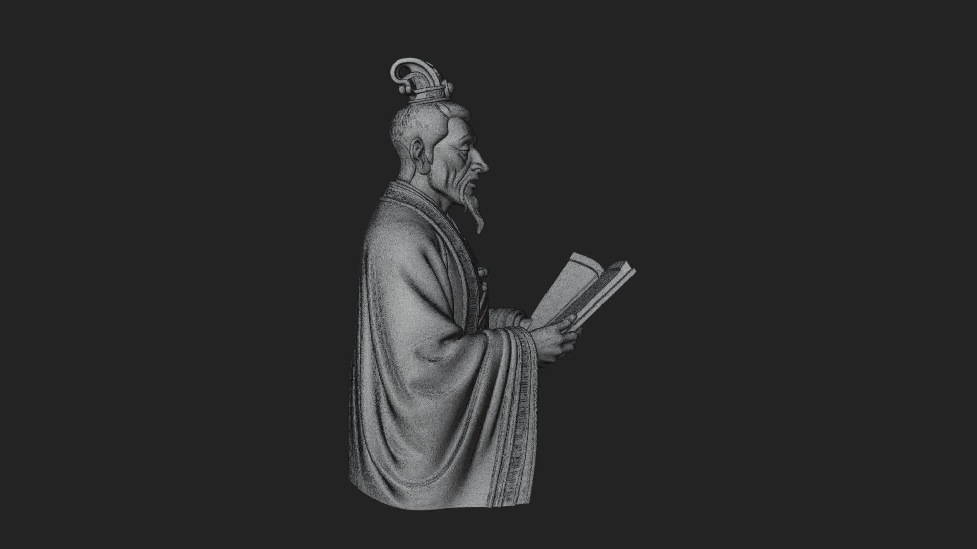 Scholar with Book Bust Design 3 3D Print Model 3D Model
