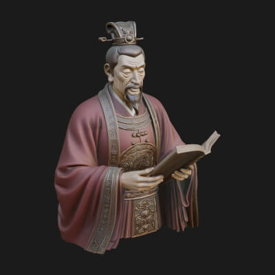 Scholar with Book Bust Design 3 3D Print Model