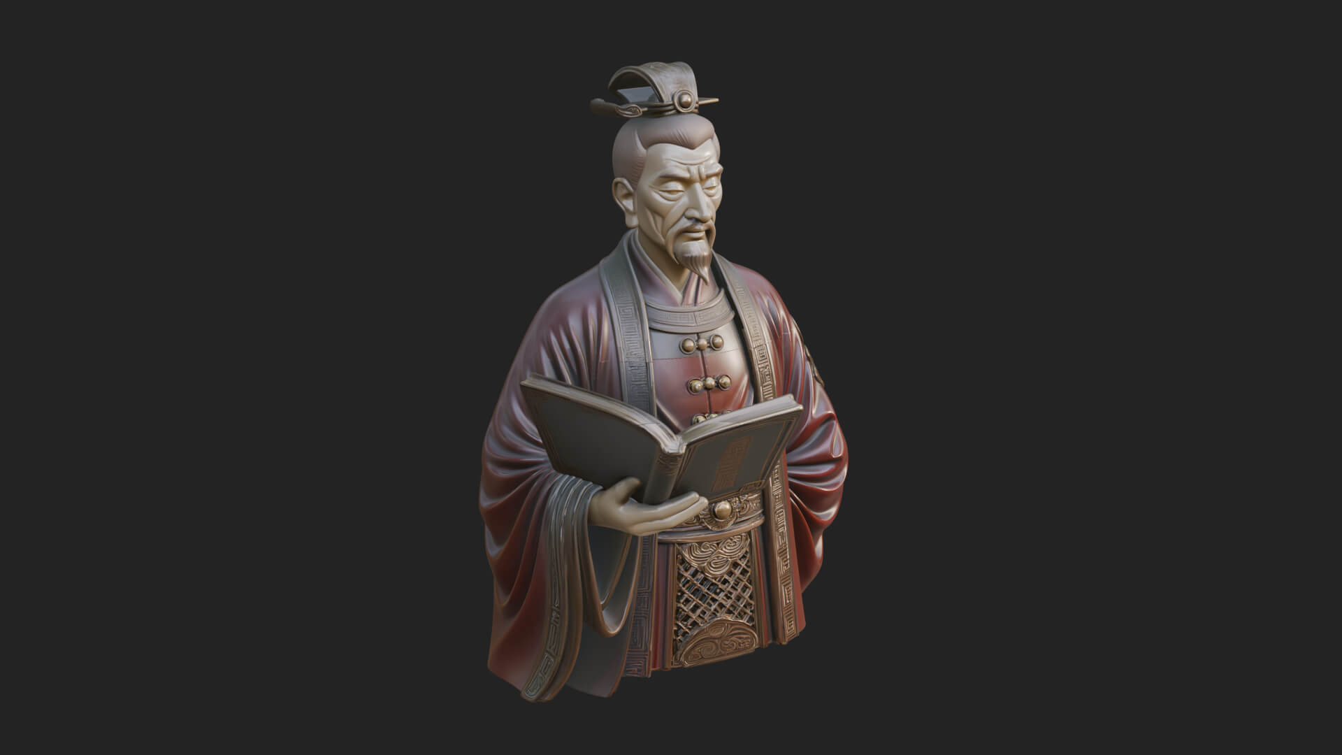 Scholar with Book Bust Design 4 3D Print Model 3D Model