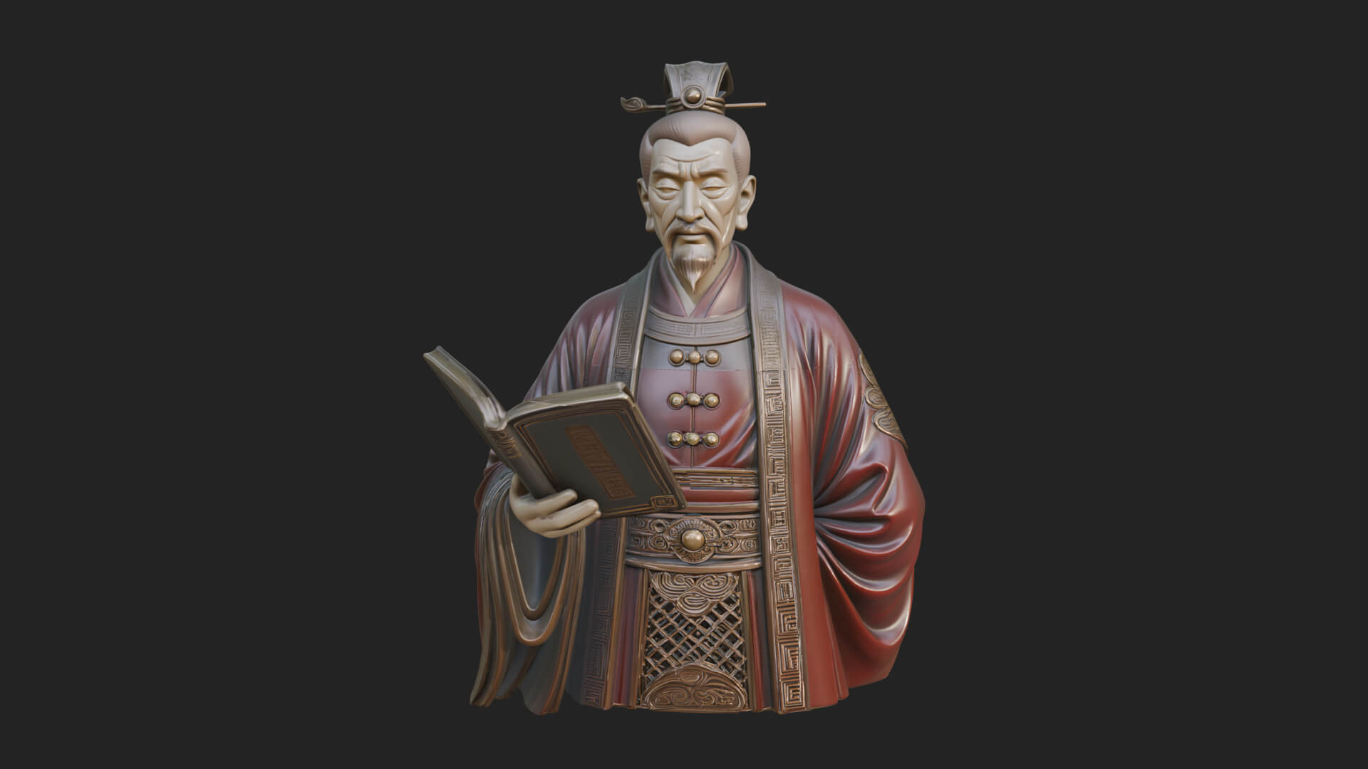 Scholar with Book Bust Design 4 3D Print Model 3D Model