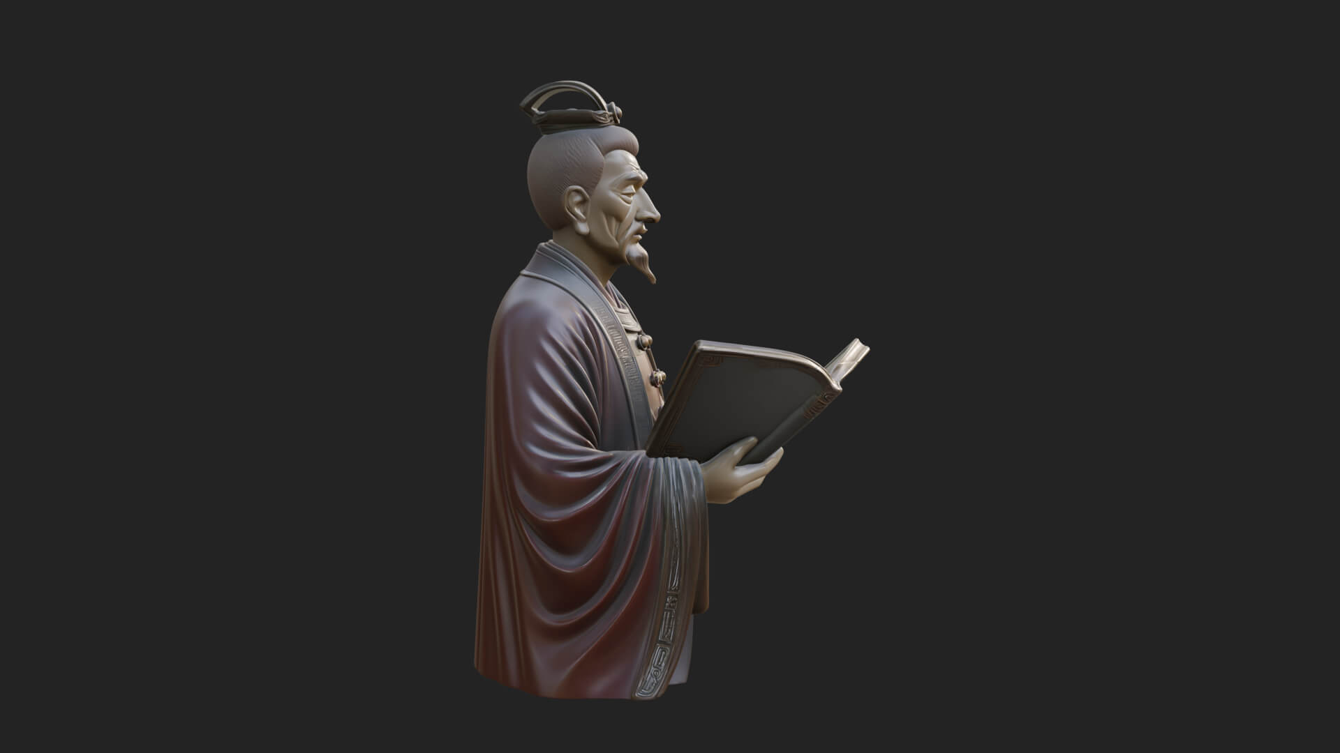 Scholar with Book Bust Design 4 3D Print Model 3D Model