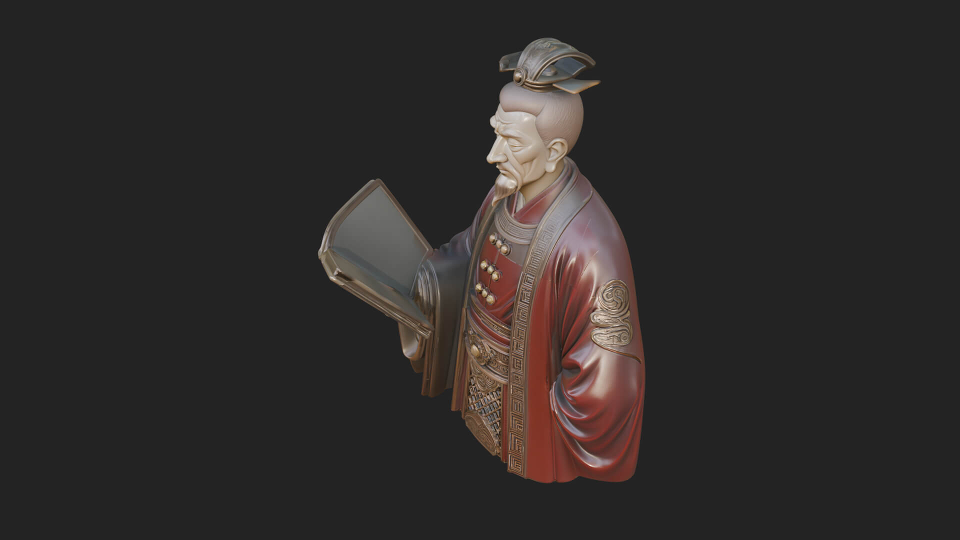 Scholar with Book Bust Design 4 3D Print Model 3D Model
