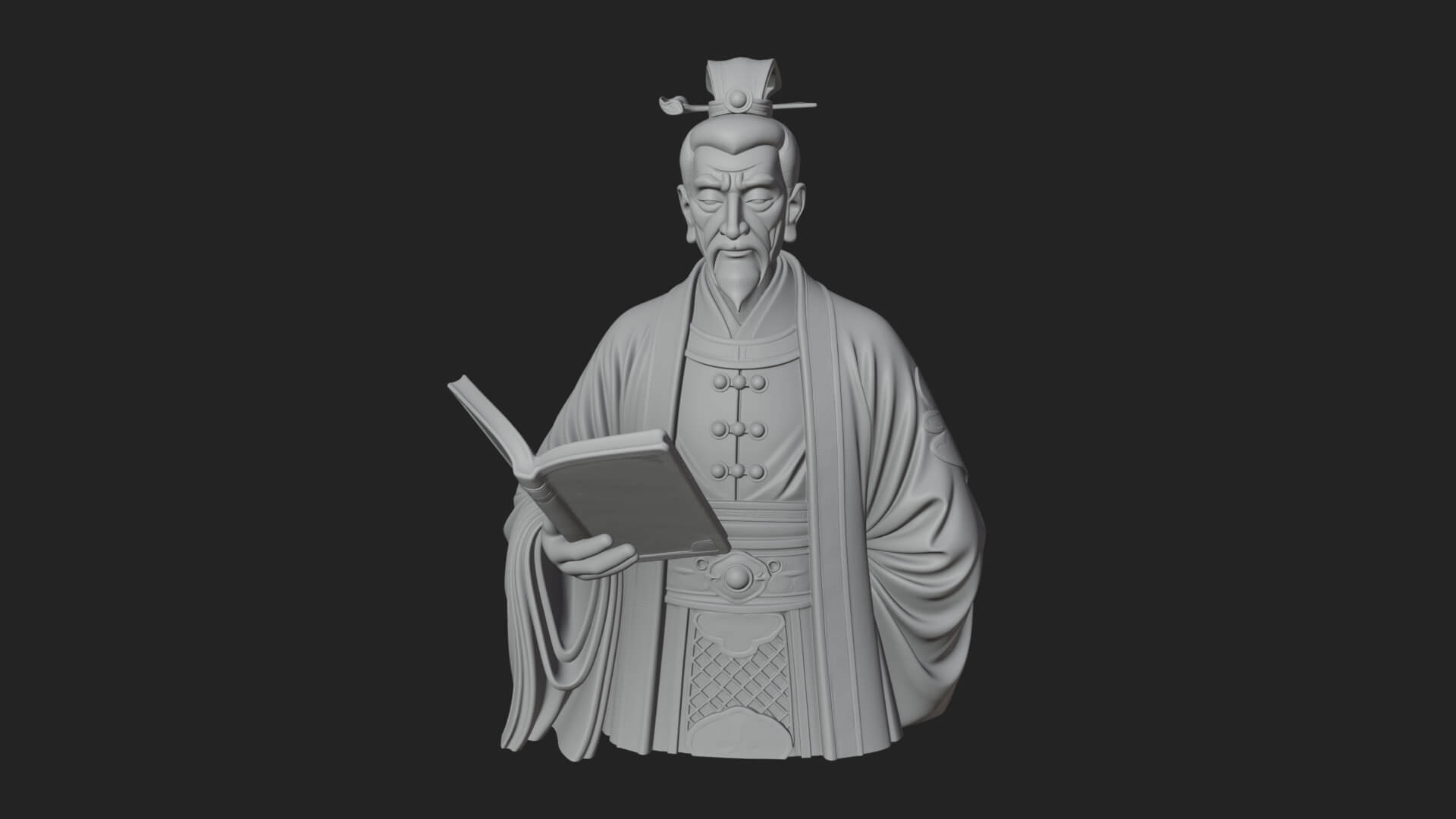 Scholar with Book Bust Design 4 3D Print Model 3D Model