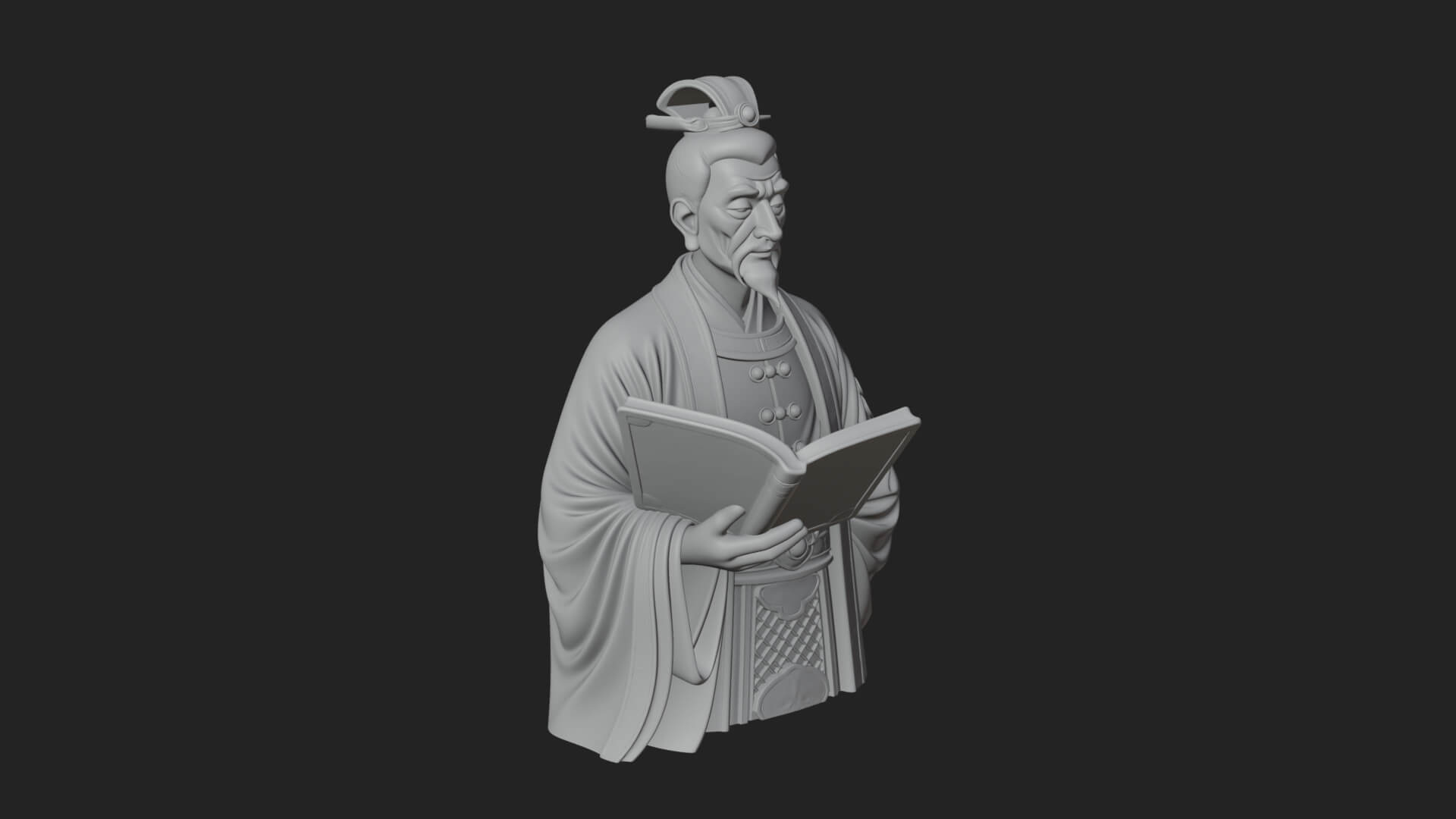 Scholar with Book Bust Design 4 3D Print Model 3D Model