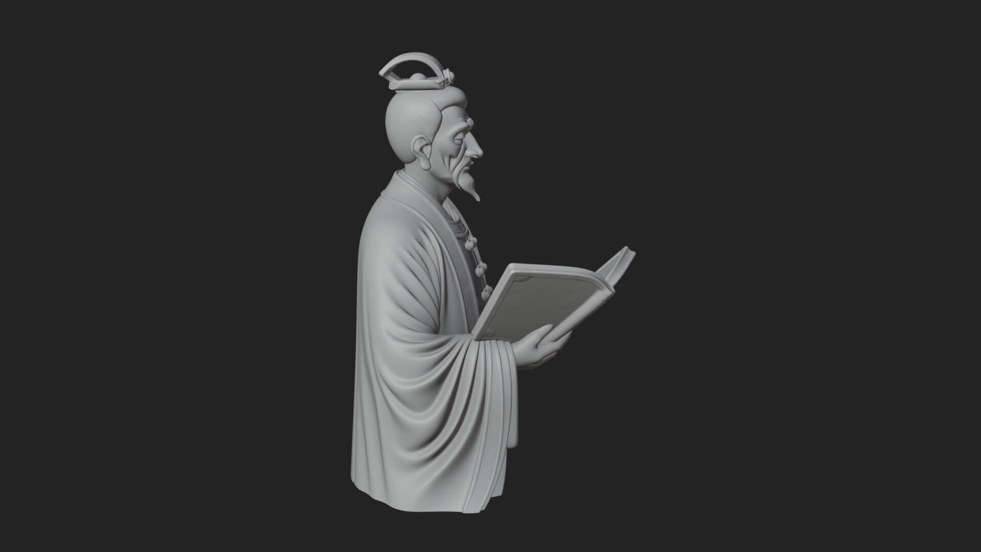 Scholar with Book Bust Design 4 3D Print Model 3D Model