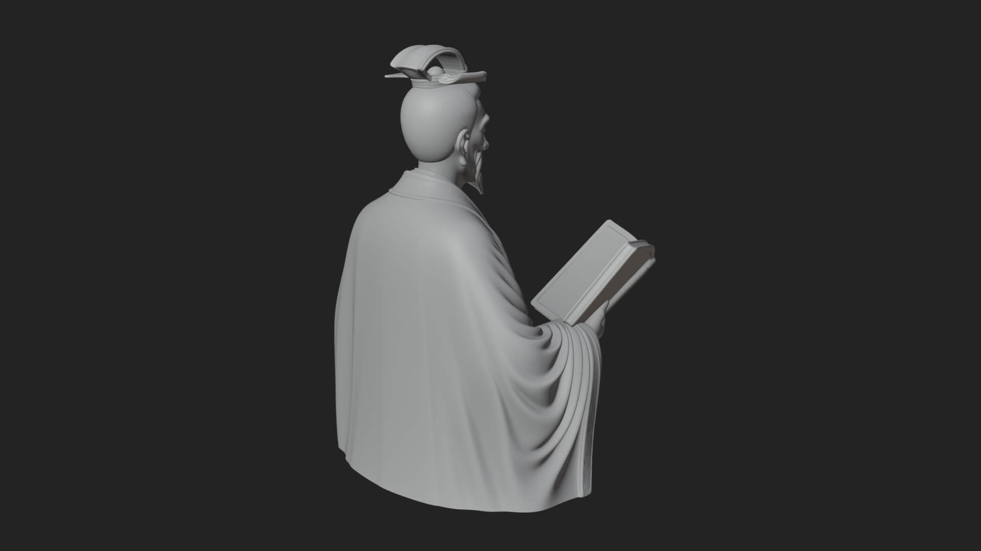 Scholar with Book Bust Design 4 3D Print Model 3D Model