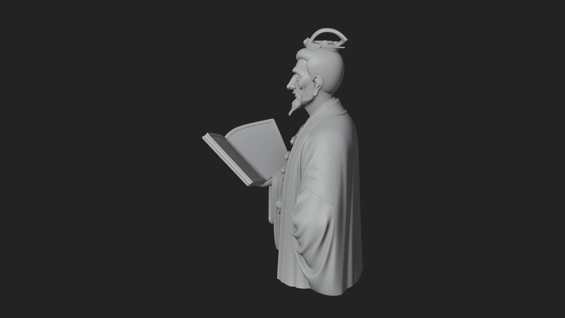 Scholar with Book Bust Design 4 3D Print Model 3D Model