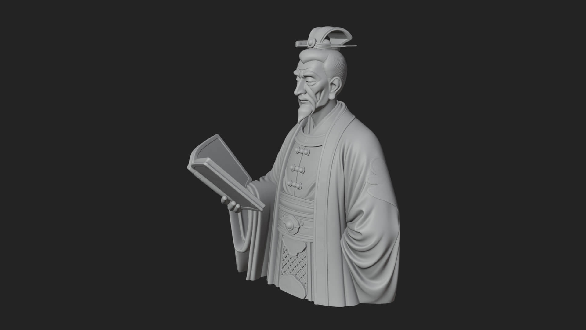 Scholar with Book Bust Design 4 3D Print Model 3D Model