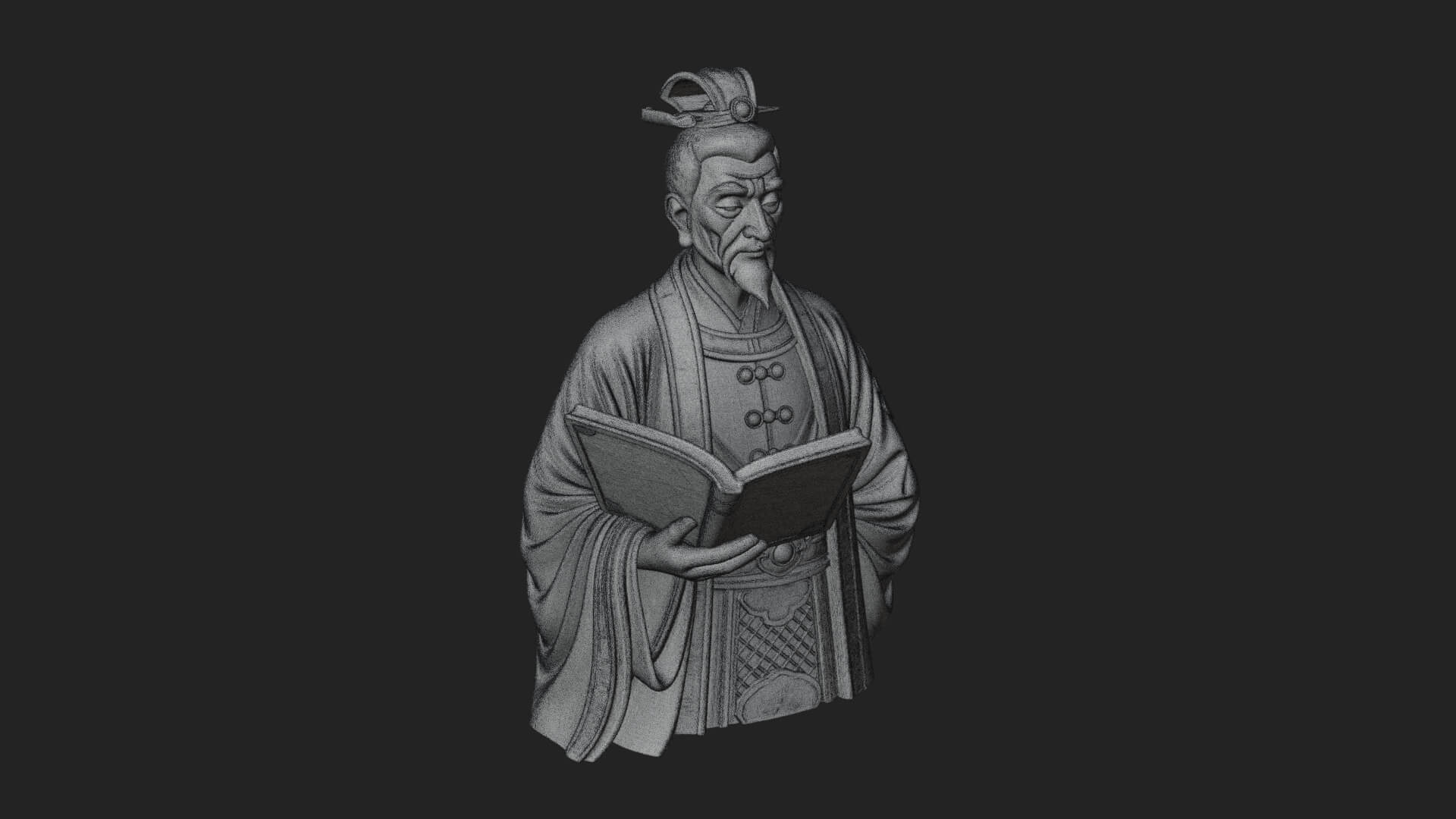 Scholar with Book Bust Design 4 3D Print Model 3D Model