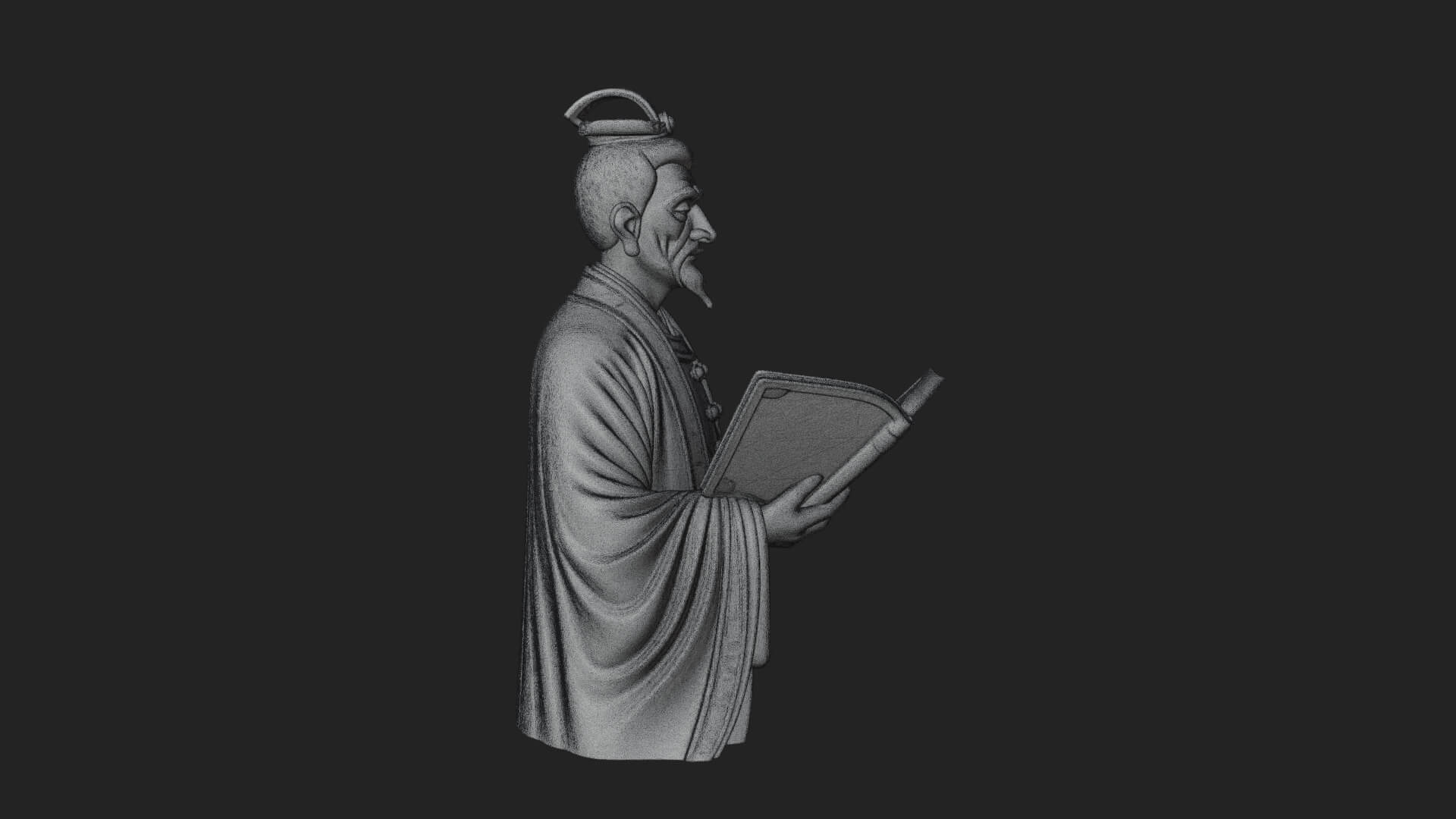 Scholar with Book Bust Design 4 3D Print Model 3D Model