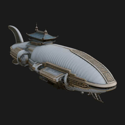 Sci-Fi Airship Model Design 1 3D Print Model