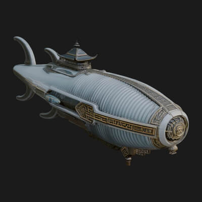 Sci Fi Airship Model Design 2 3D Print Model