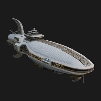 Sci-Fi Airship Model Design 4 3D Print Model
