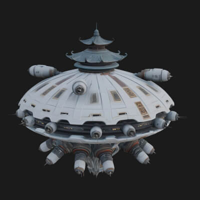 Sci-Fi Airship Model Design 8 3D Print Model