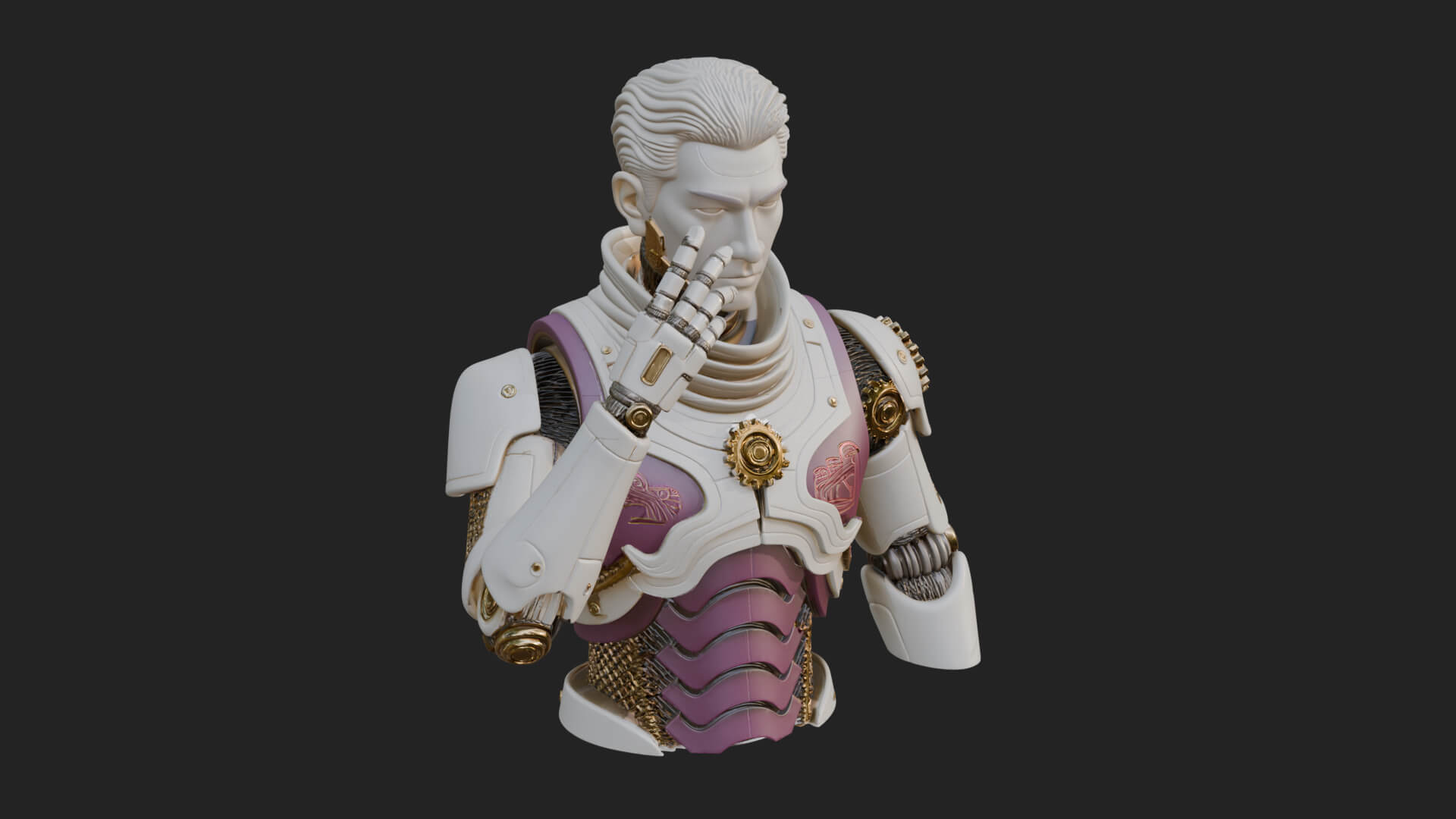 Sci Fi Armored Man Bust Design 1 3D Print Model 3D Model