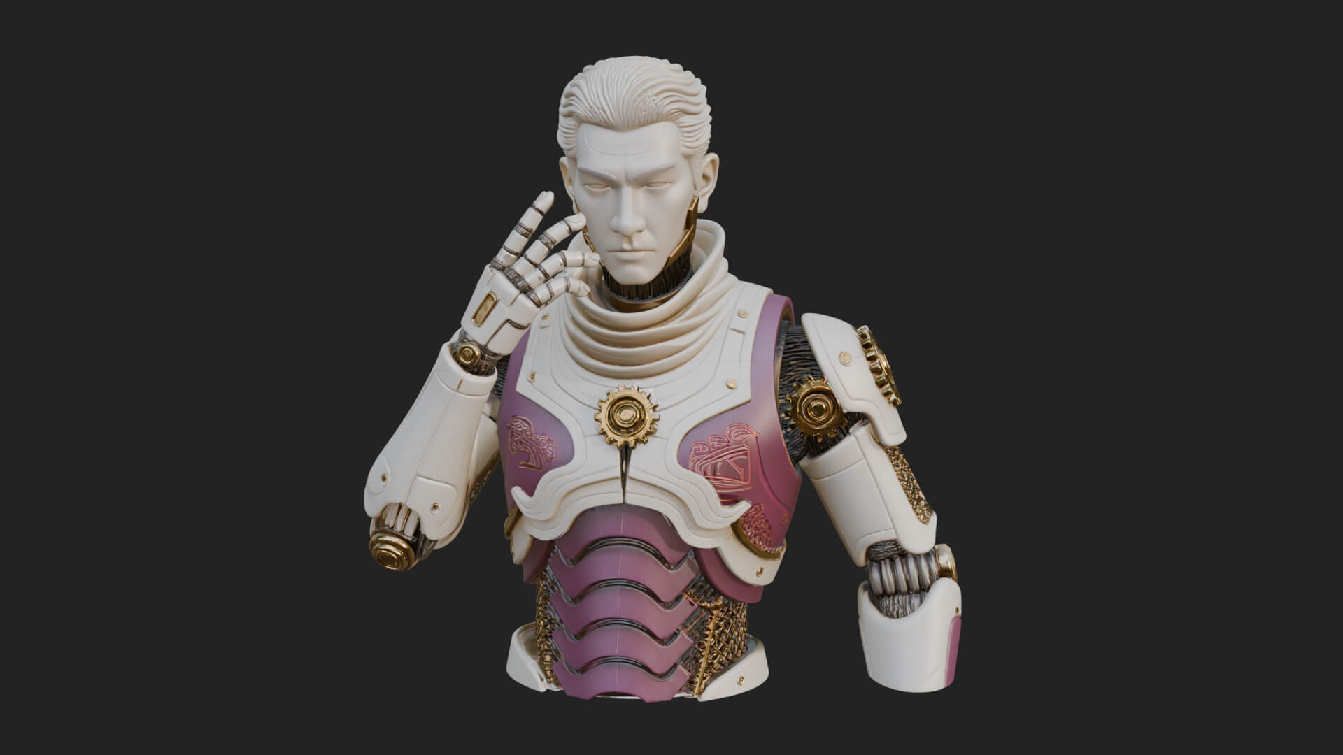 Sci Fi Armored Man Bust Design 1 3D Print Model 3D Model