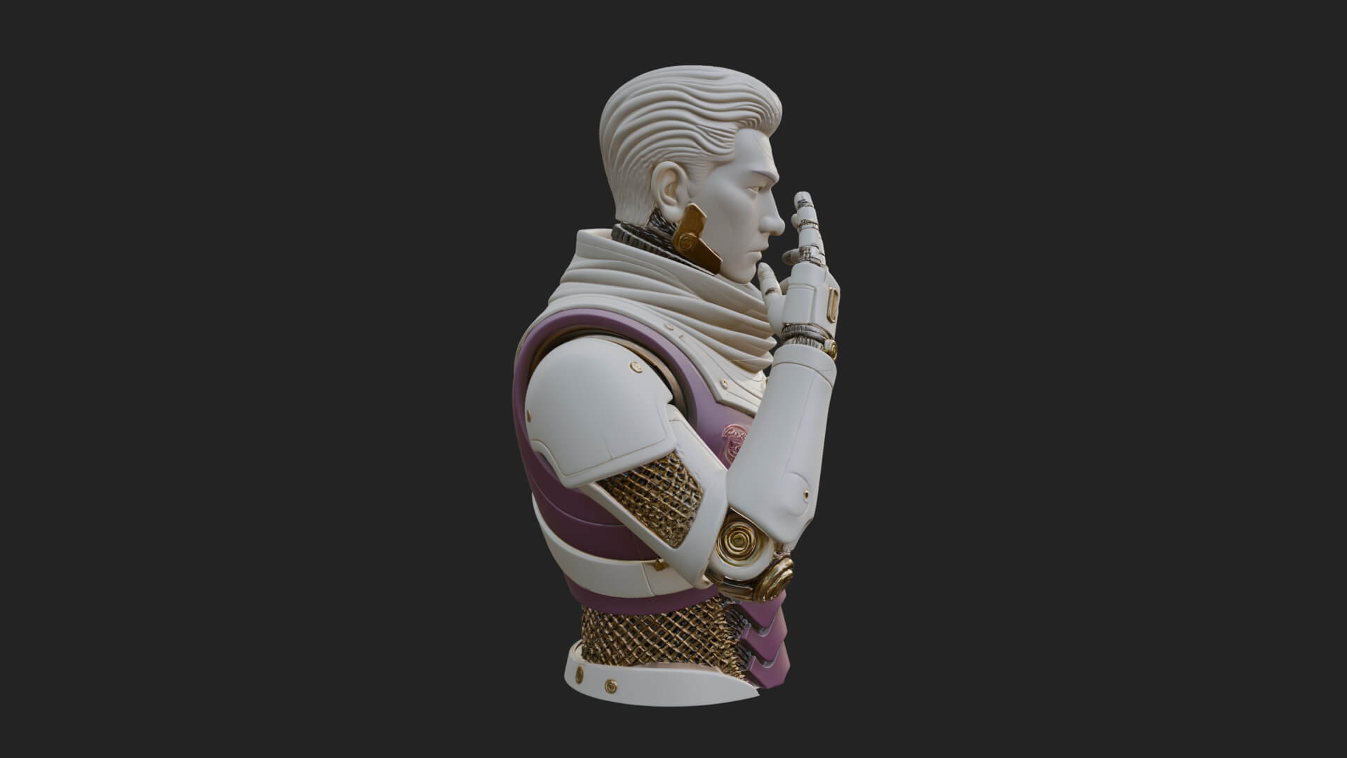 Sci Fi Armored Man Bust Design 1 3D Print Model 3D Model