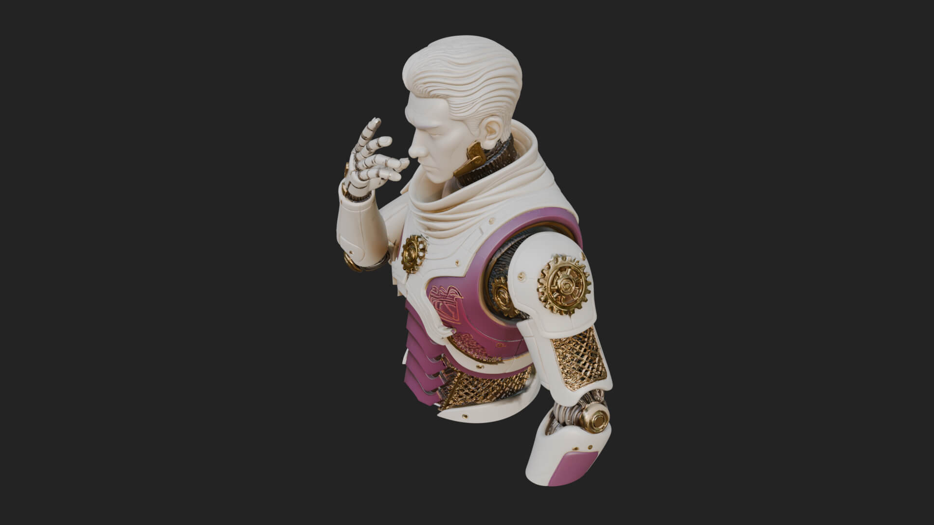 Sci Fi Armored Man Bust Design 1 3D Print Model 3D Model