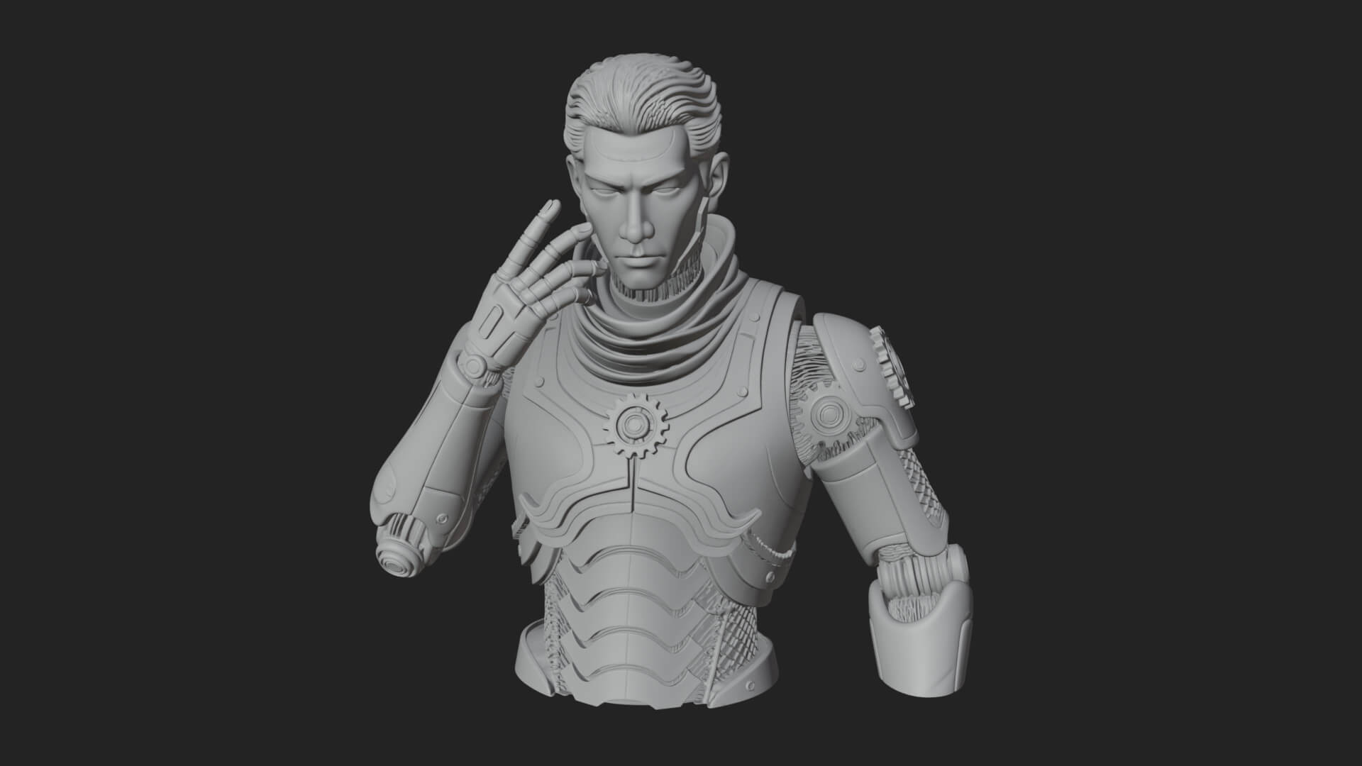 Sci Fi Armored Man Bust Design 1 3D Print Model 3D Model