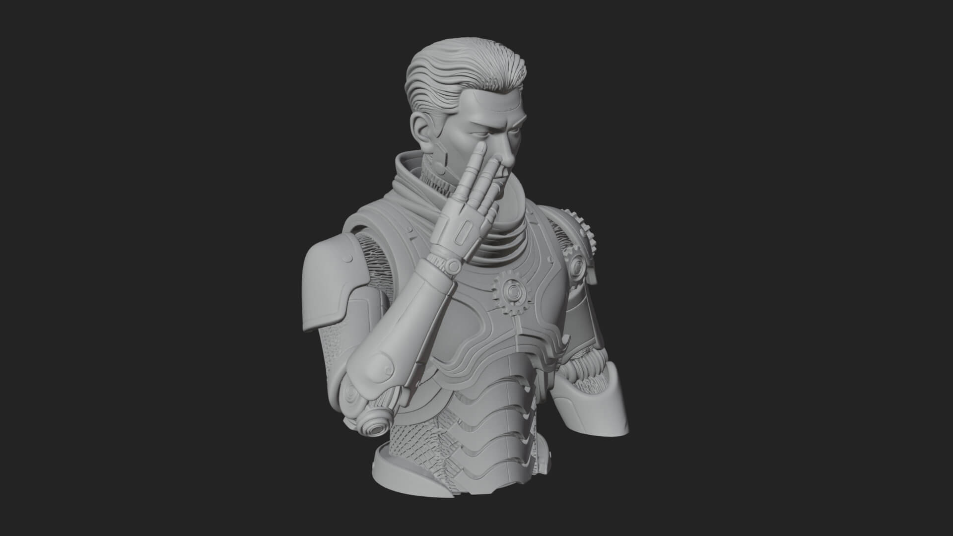 Sci Fi Armored Man Bust Design 1 3D Print Model 3D Model