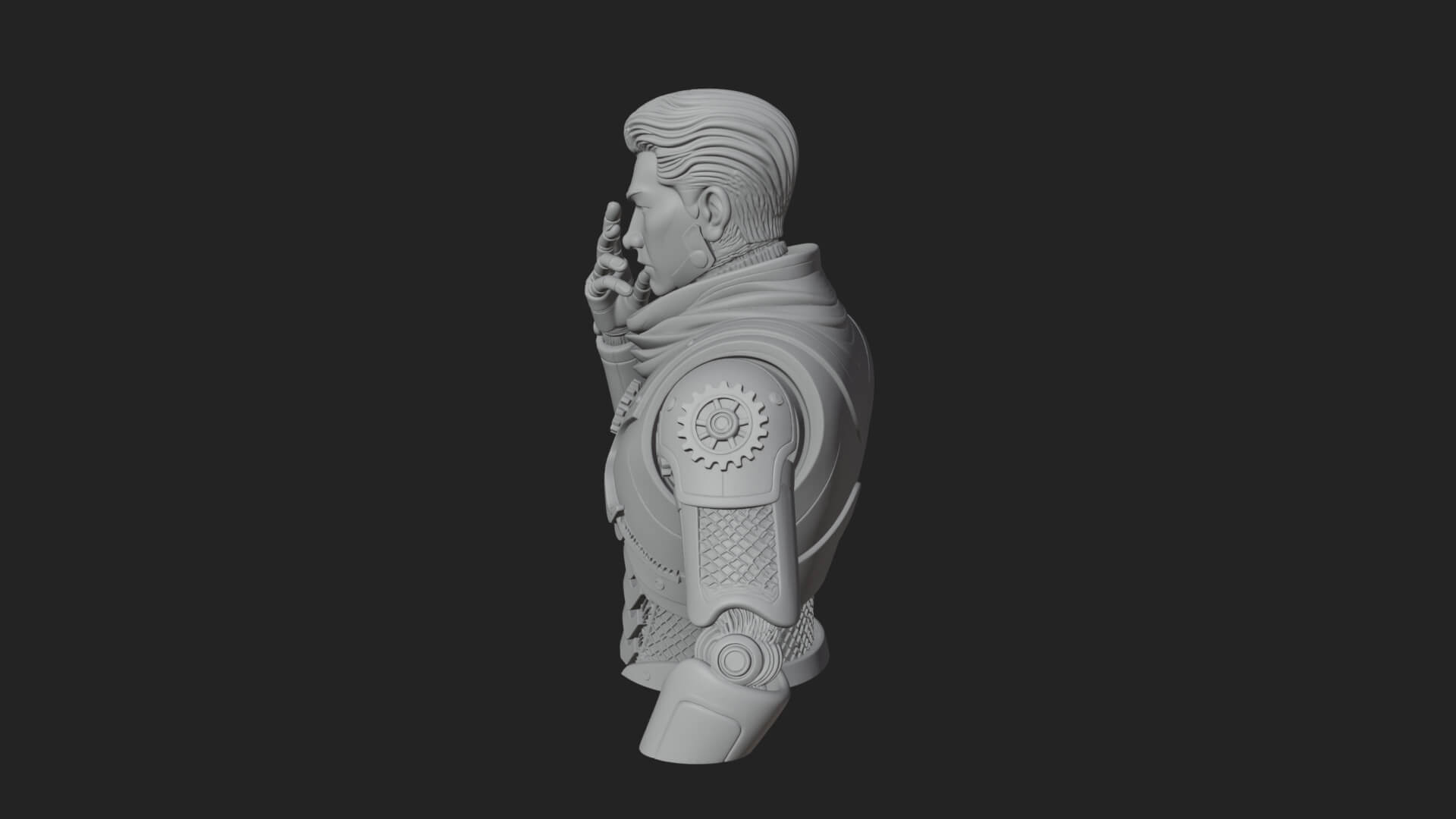 Sci Fi Armored Man Bust Design 1 3D Print Model 3D Model