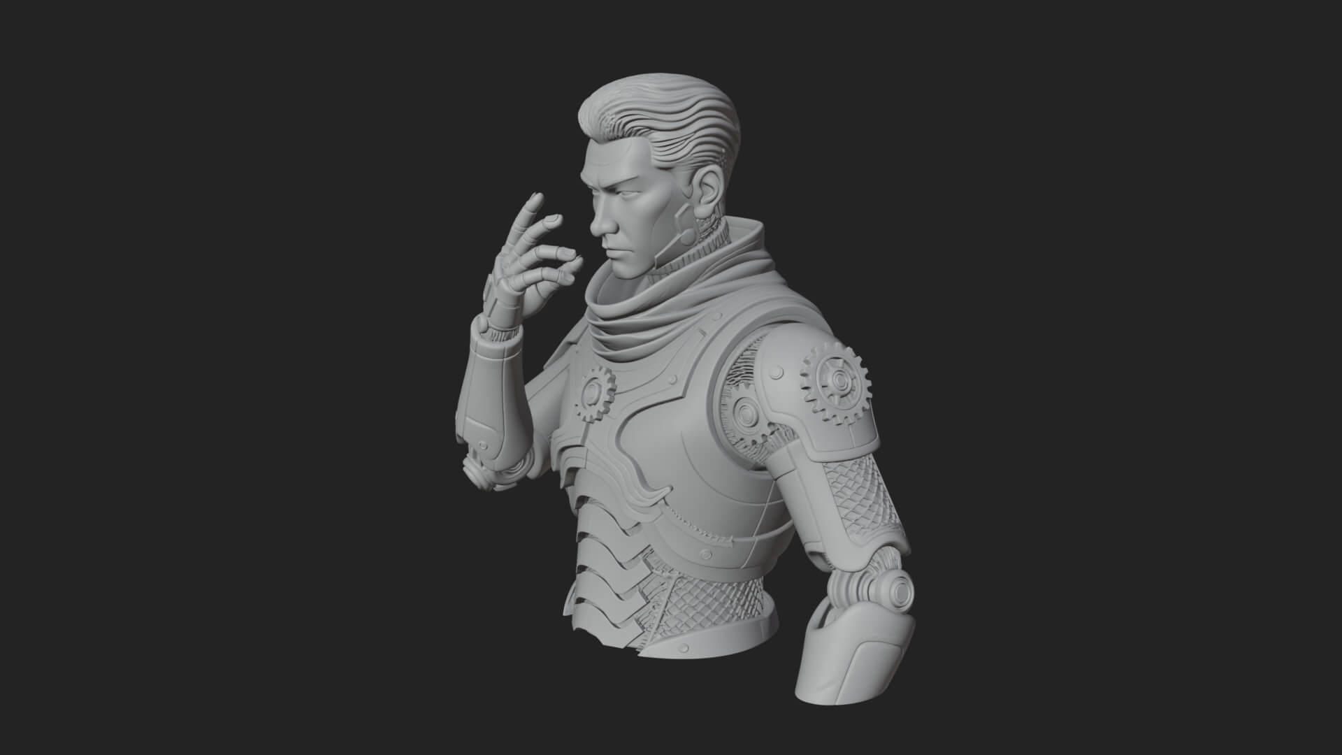Sci Fi Armored Man Bust Design 1 3D Print Model 3D Model