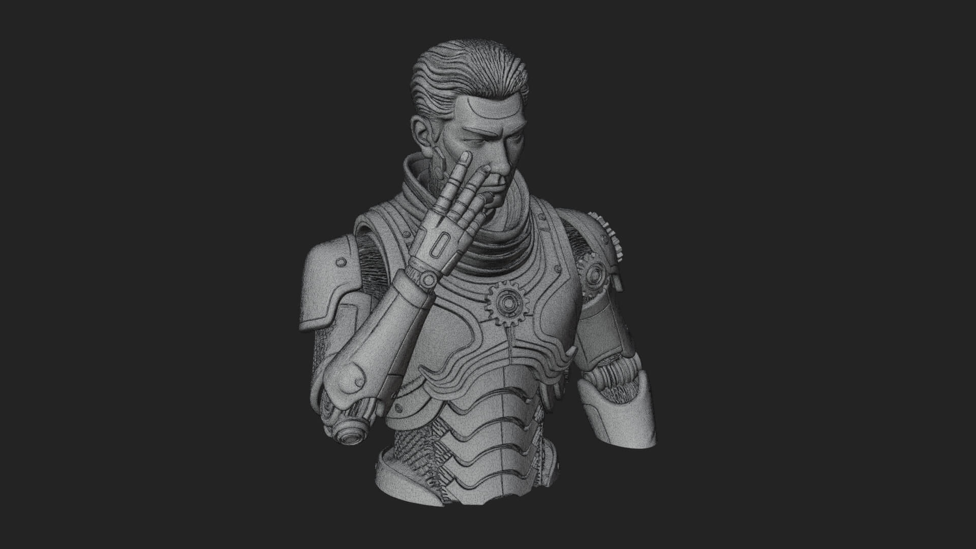 Sci Fi Armored Man Bust Design 1 3D Print Model 3D Model