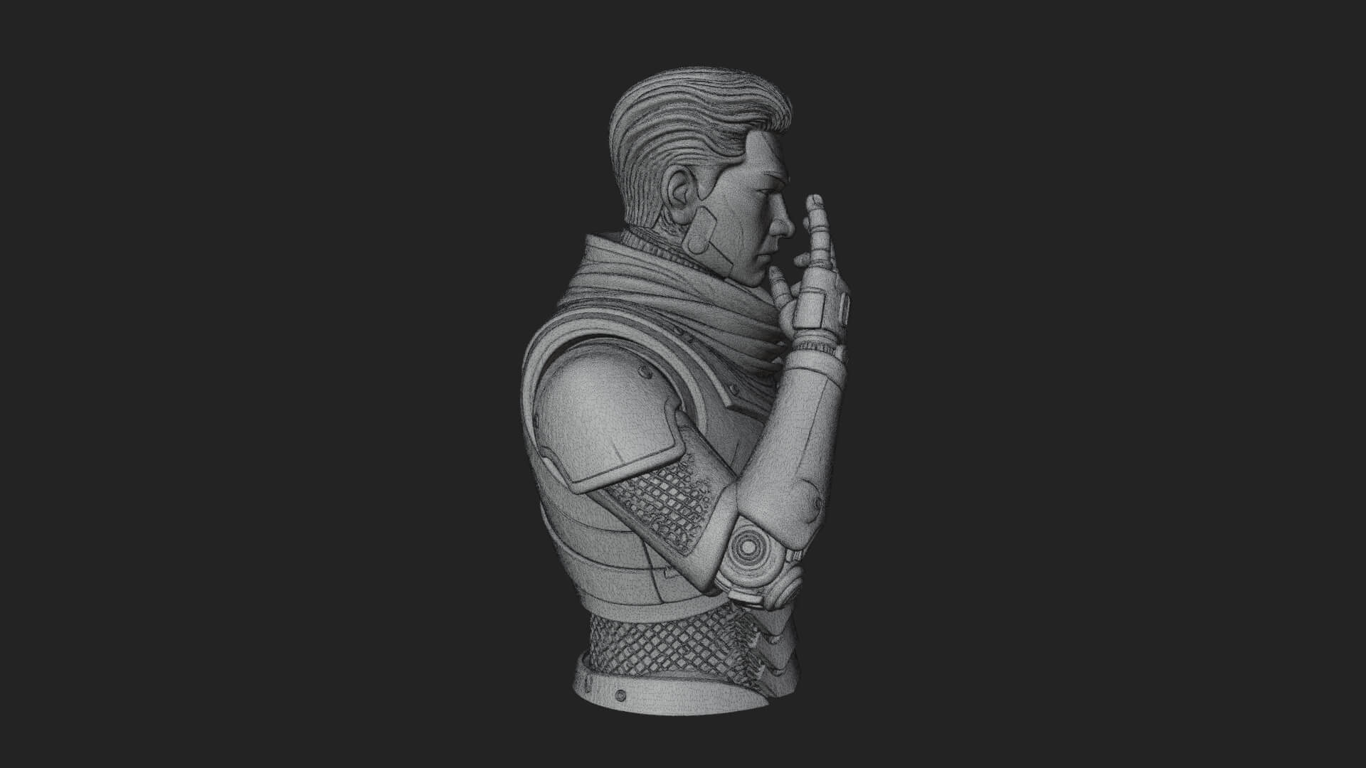 Sci Fi Armored Man Bust Design 1 3D Print Model 3D Model
