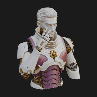 Sci Fi Armored Man Bust Design 1 3D Print Model