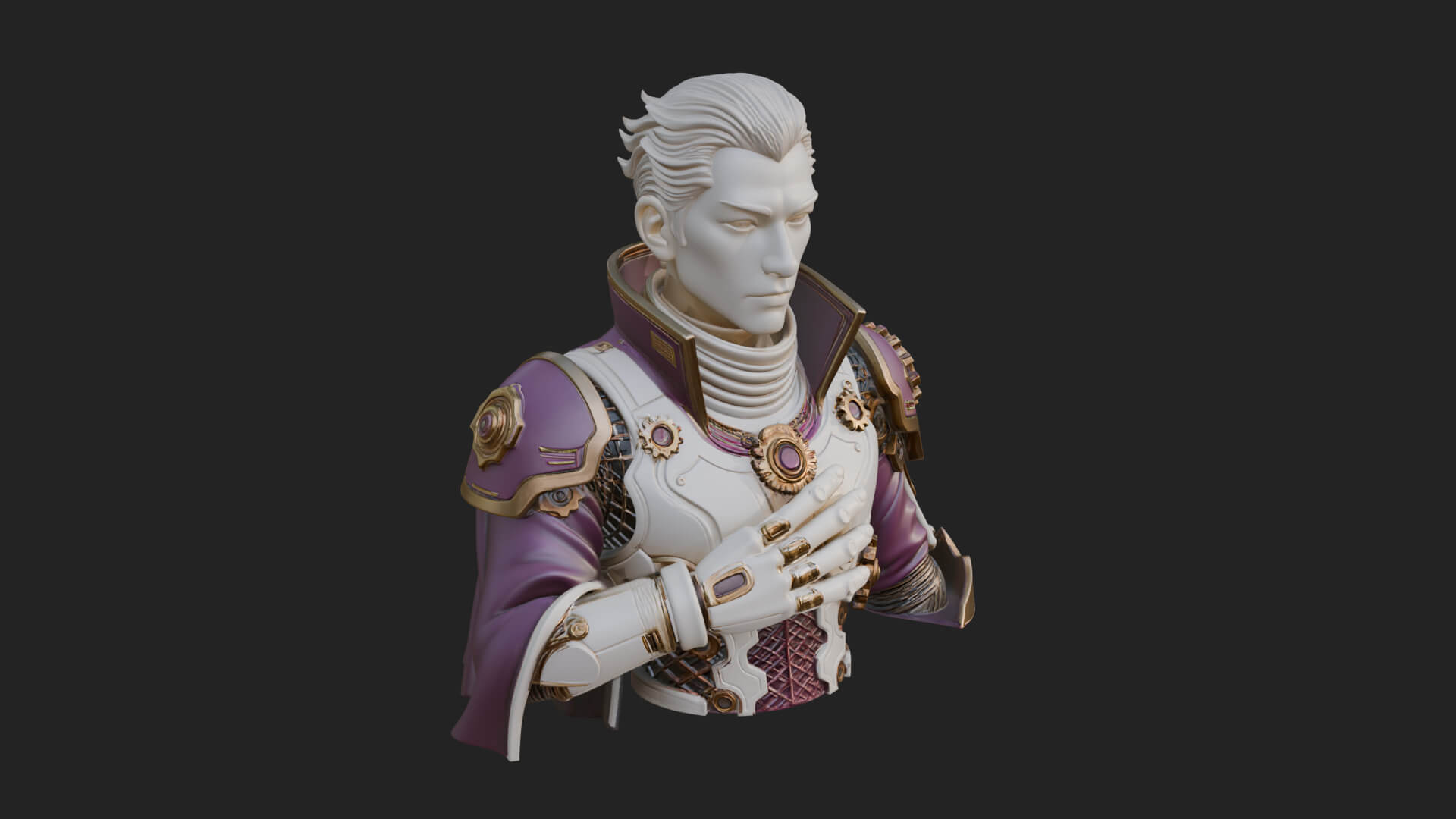 Sci Fi Armored Man Bust Design 10 3D Print Model 3D Model
