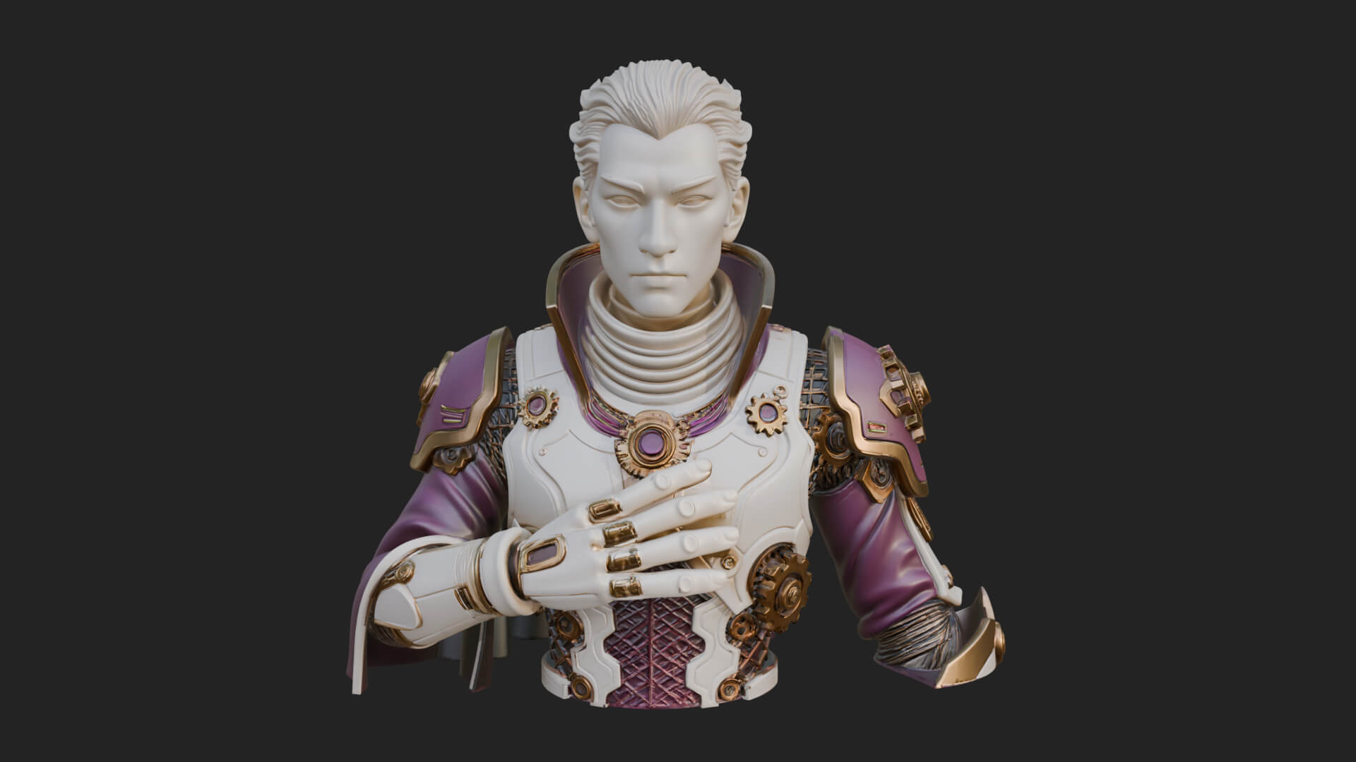 Sci Fi Armored Man Bust Design 10 3D Print Model 3D Model