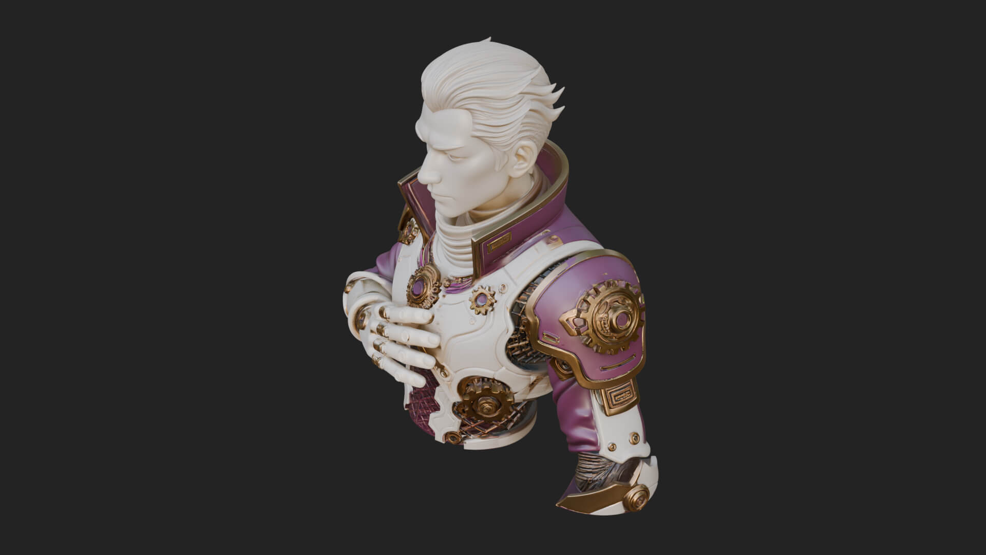 Sci Fi Armored Man Bust Design 10 3D Print Model 3D Model