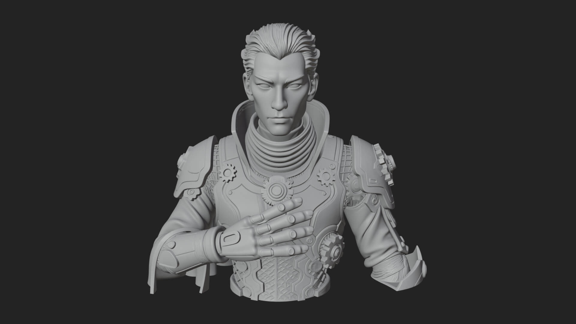 Sci Fi Armored Man Bust Design 10 3D Print Model 3D Model