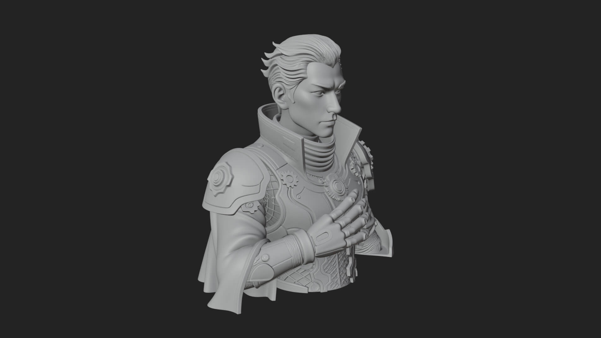 Sci Fi Armored Man Bust Design 10 3D Print Model 3D Model