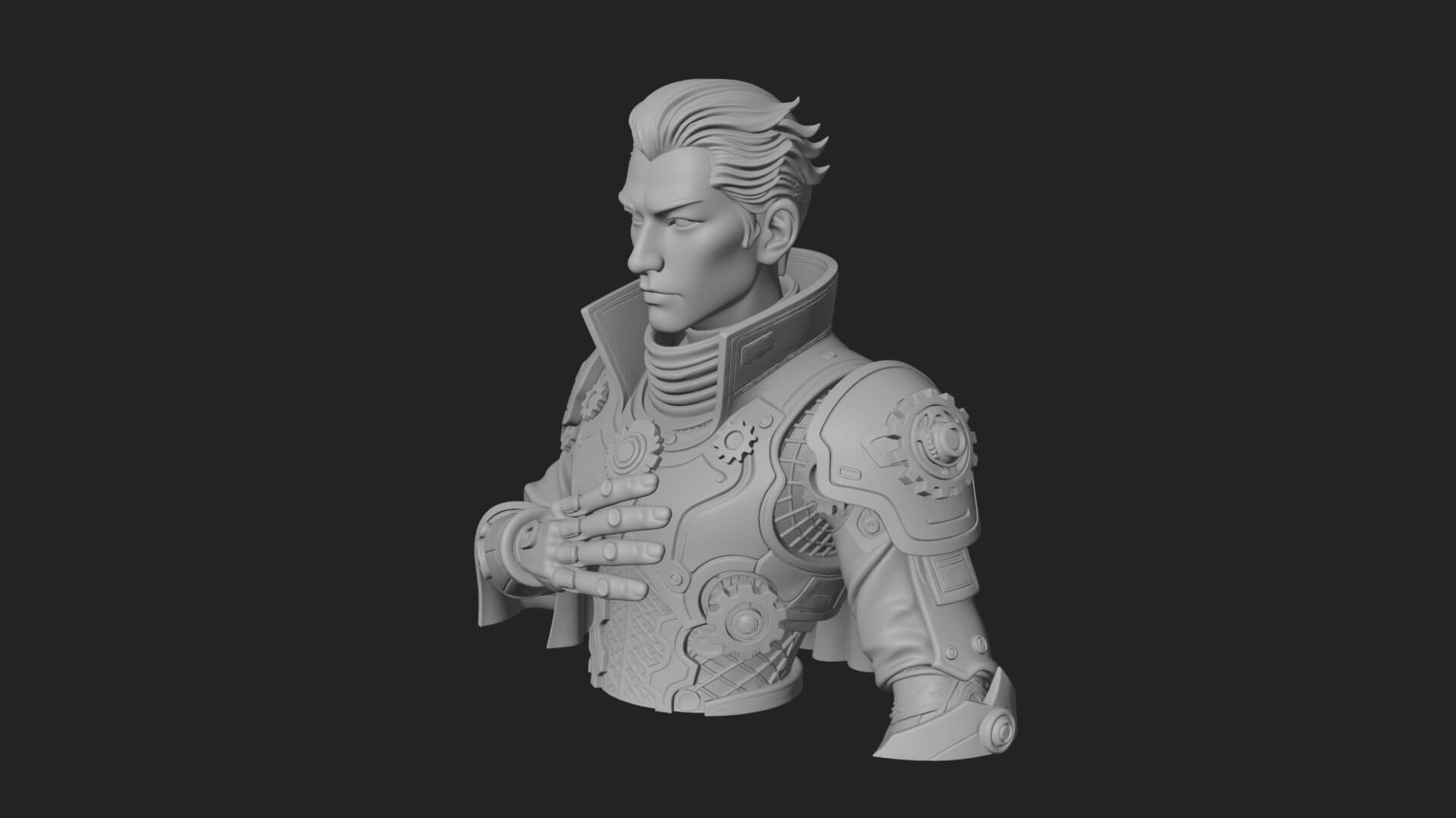 Sci Fi Armored Man Bust Design 10 3D Print Model 3D Model