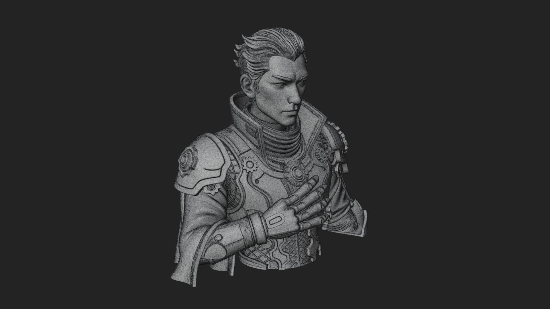 Sci Fi Armored Man Bust Design 10 3D Print Model 3D Model