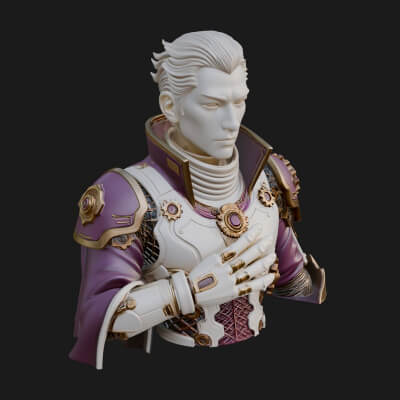 Sci Fi Armored Man Bust Design 10 3D Print Model