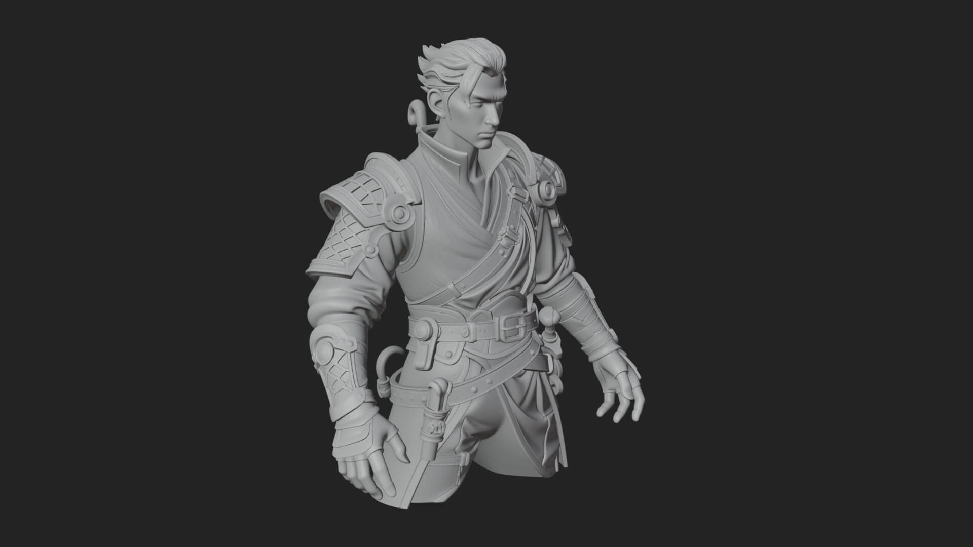 Sci Fi Armored Man Bust Design 11 3D Print Model 3D Model
