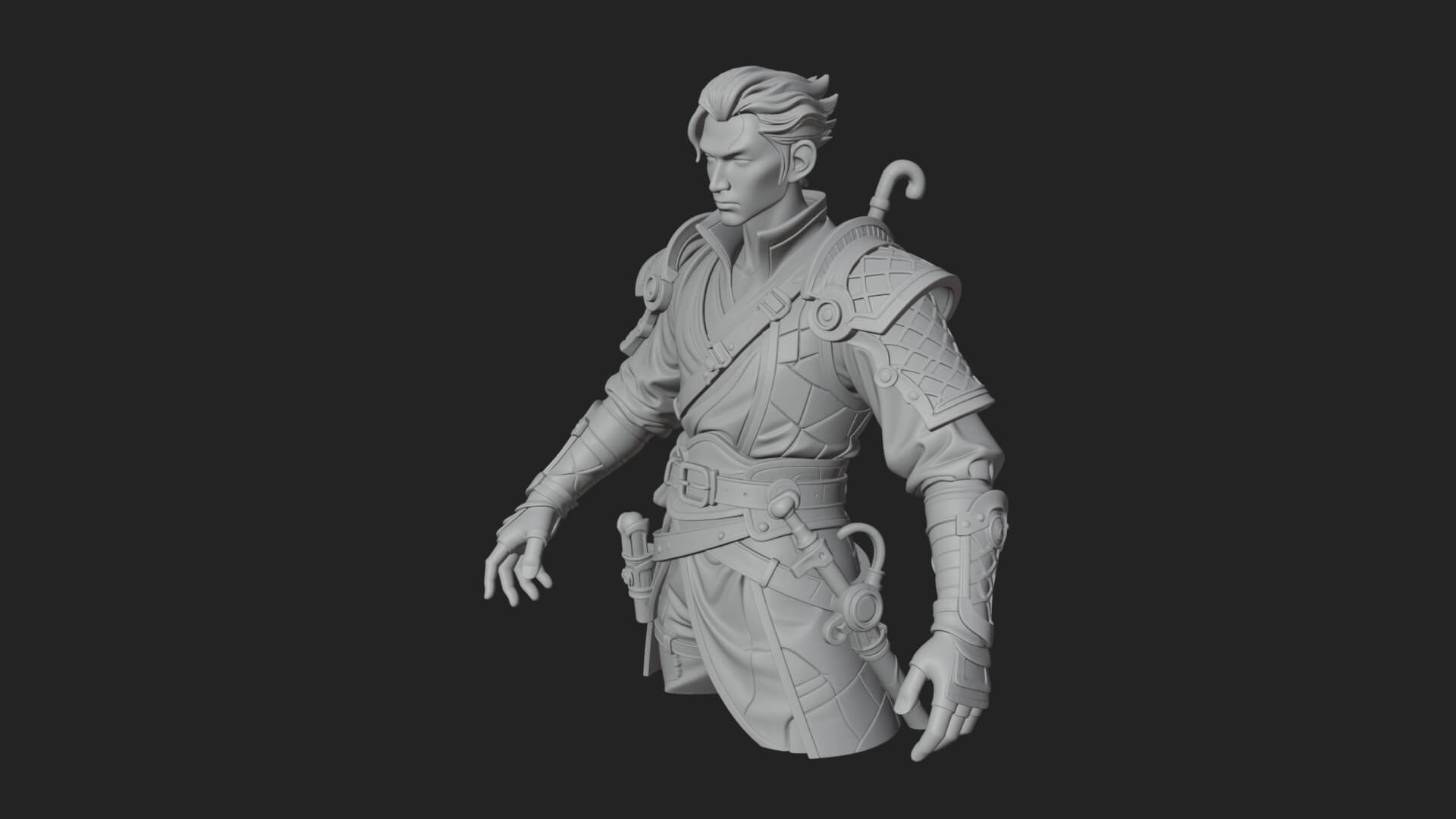 Sci Fi Armored Man Bust Design 11 3D Print Model 3D Model