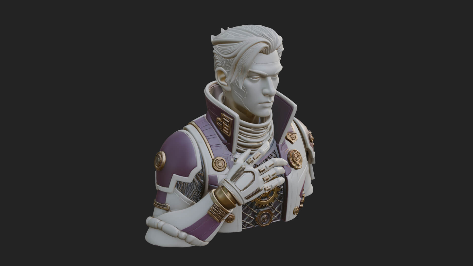Sci Fi Armored Man Bust Design 12 3D Print Model 3D Model