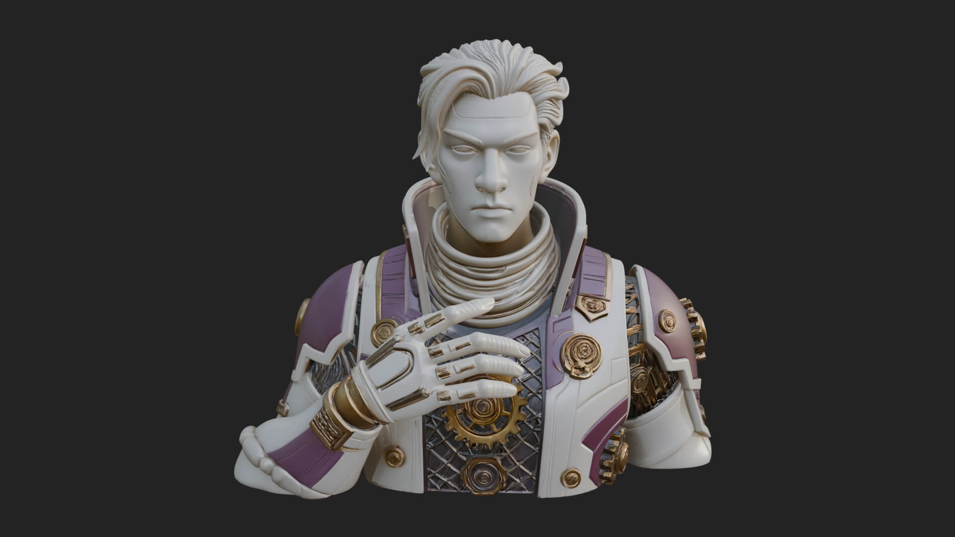 Sci Fi Armored Man Bust Design 12 3D Print Model 3D Model