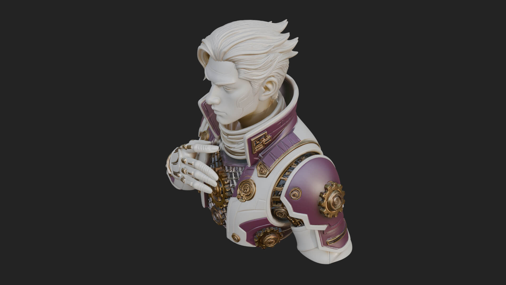 Sci Fi Armored Man Bust Design 12 3D Print Model 3D Model