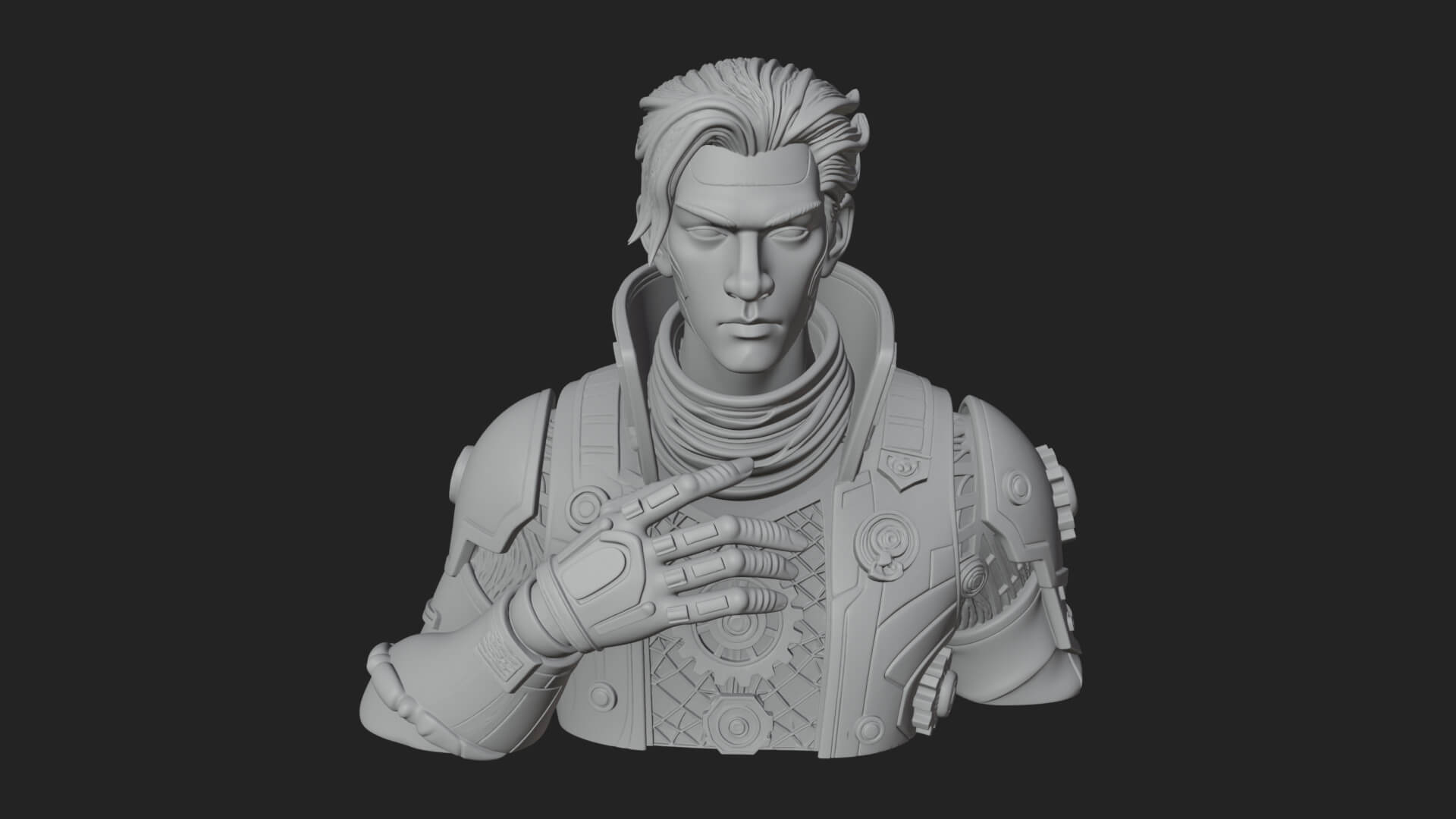 Sci Fi Armored Man Bust Design 12 3D Print Model 3D Model