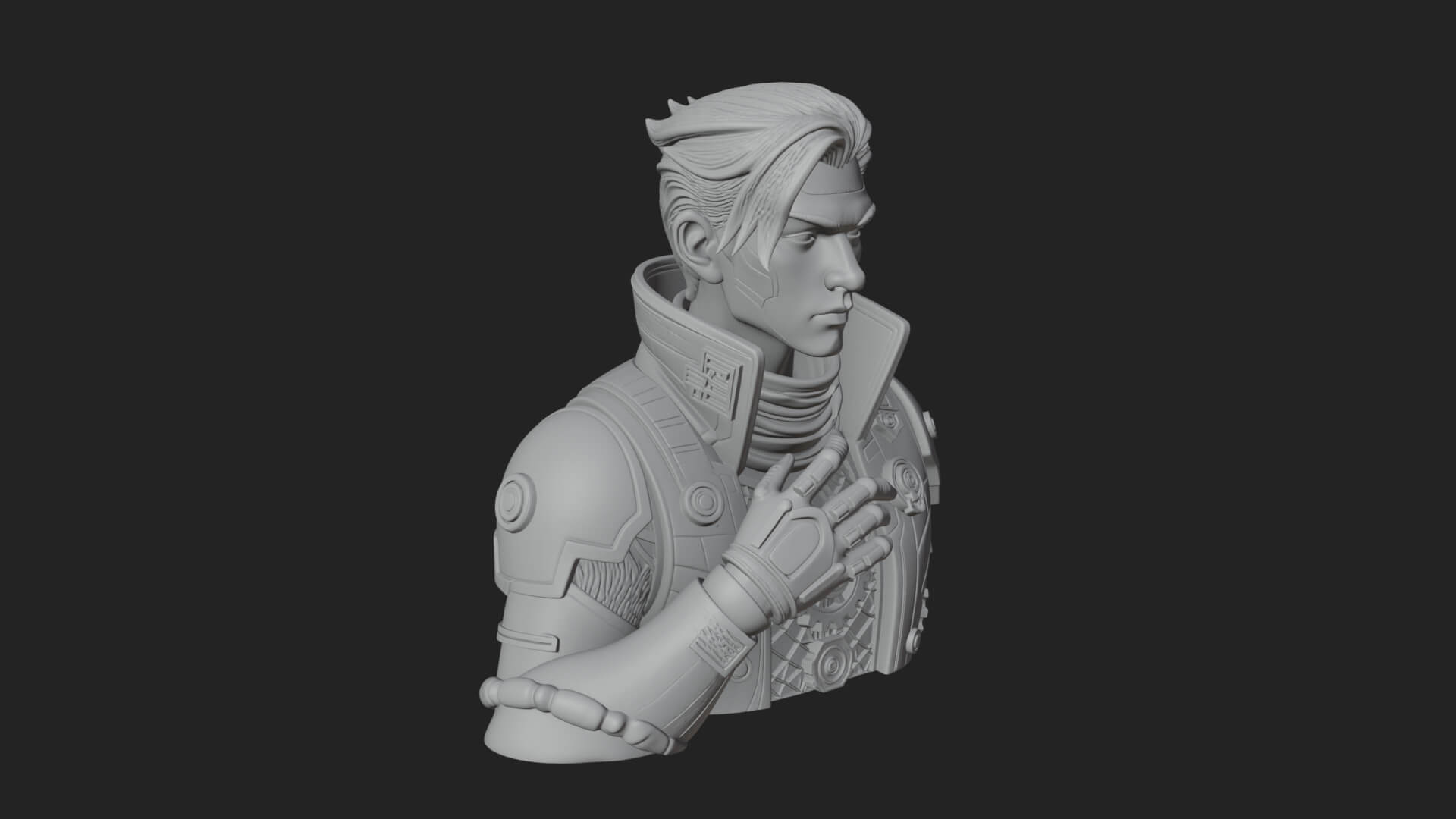 Sci Fi Armored Man Bust Design 12 3D Print Model 3D Model
