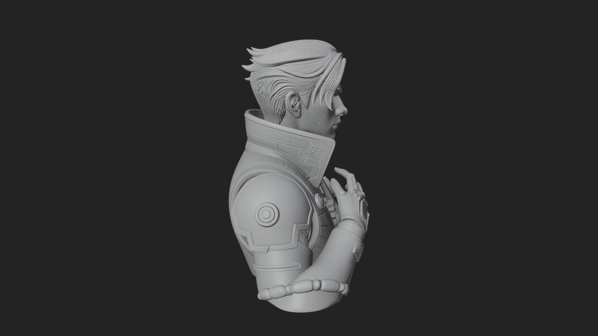 Sci Fi Armored Man Bust Design 12 3D Print Model 3D Model